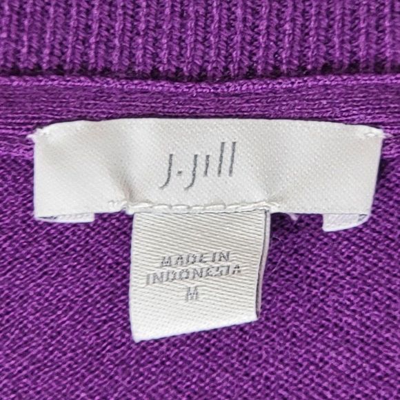 J Jill Sweater Womens M Purple Vneck Knit Pullover Fairy Colorful Mature Warm - Picture 8 of 10